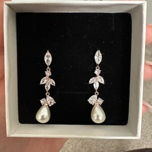 Elegant Pearl and Crystal Drop Earrings